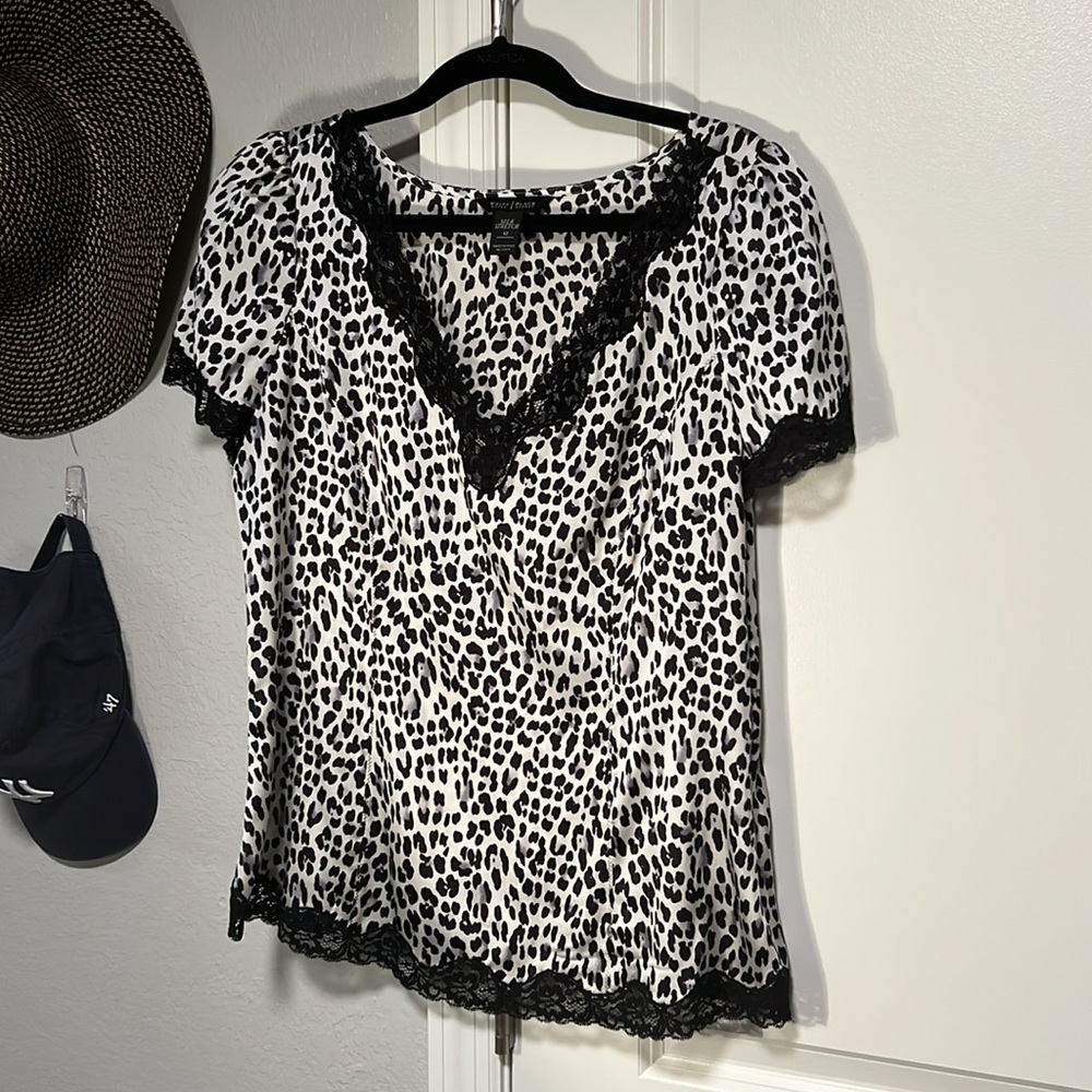 White House Black Market Silk Animal Print Blouse